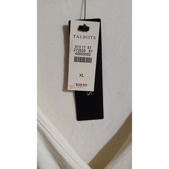 Talbots Women's XL Cream White Faux Wrap Ruched Front Stretchy Elevated Basic - Picture 3 of 8